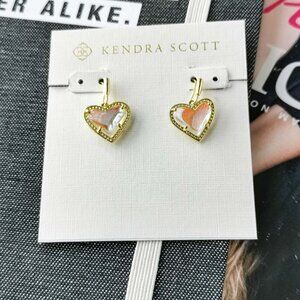 New Gold kendra scott Ari Heart Drop Earrings Dichroic Glass